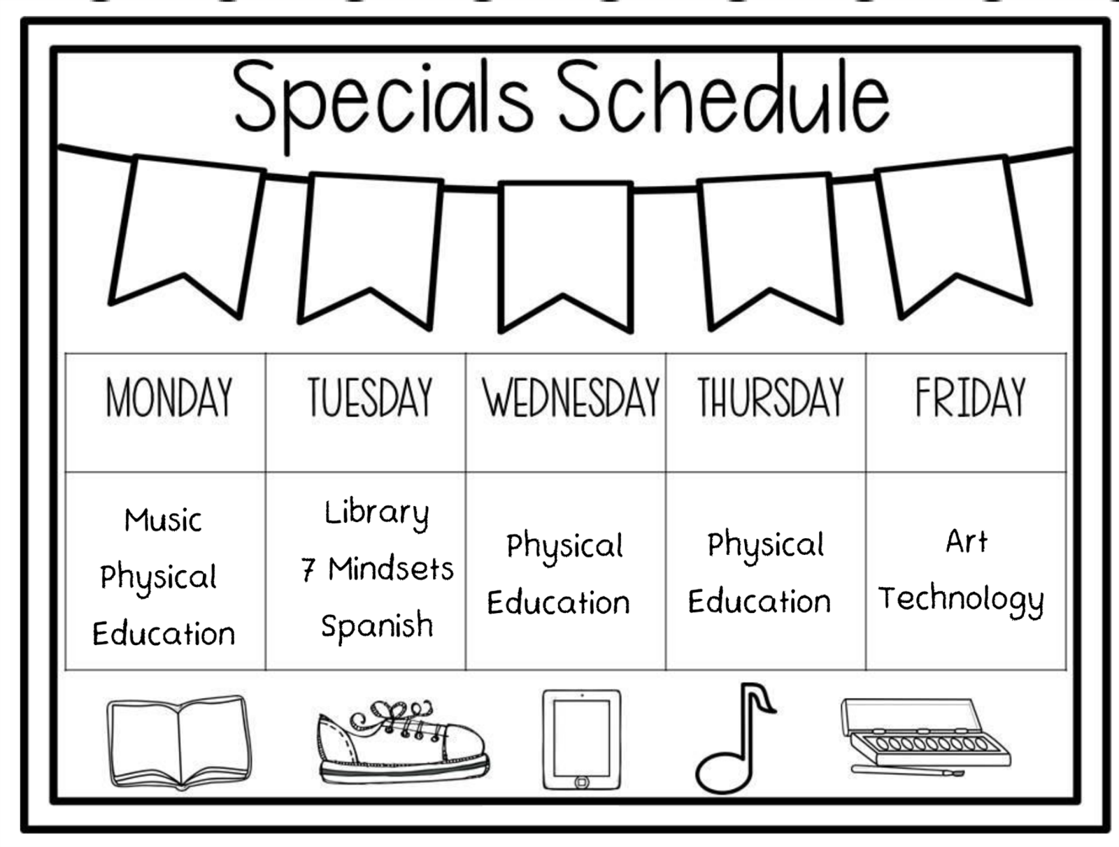 Specials Schedule